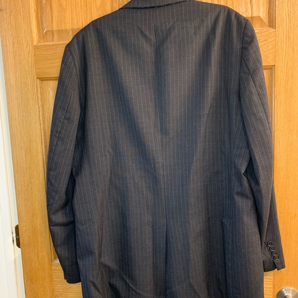 OAKTON LTD VINTAGE PINSTRIPE BLAZER Charcoal Gray 100% Wool Size 48XT Two Button - Picture 9 of 10